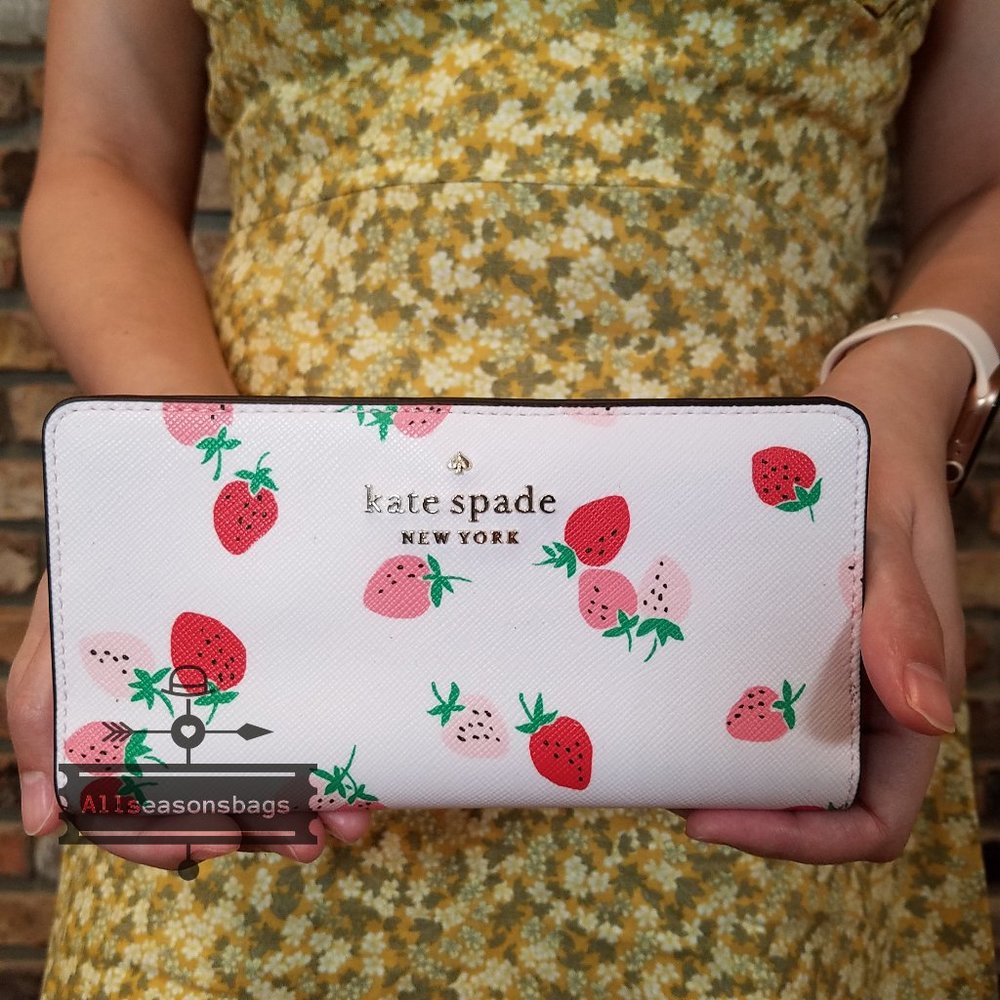 Kate Spade LARGE Strawberry Bifold Wallet Pink - Picture 2 of 8